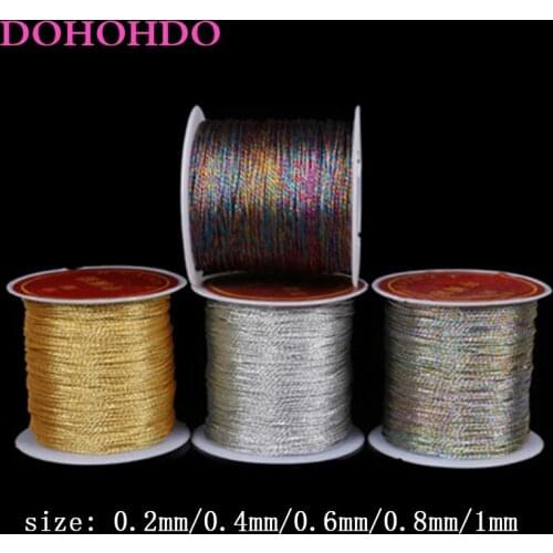 Silver Gold Colorful Cord 0.2mm 0.4mm 0.6mm 0.8mm 1mm Nylon Cord Thread String Rope Bead For DIY Tassel Bracelet Jewelry Making