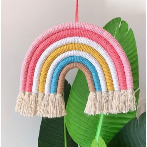 Nordic INS 7 Rainbow Hand-Woven Tapestry Wall Hanging Home ChildrenS Room Pendant Ornament Decoration Rainbow Wind Chime