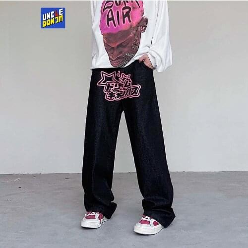 UNCLEDONJM Baggy jeans street fashion distressed jeans hip hop men designer jeans for men goth clothes black jeans 70220