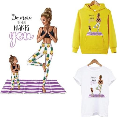 Yoga Mom&Girl Iron-on Transfer For Clothing DIY A-level Washable T-shirt Hoodies Thermal Patches Sticker On Clothes Decoration