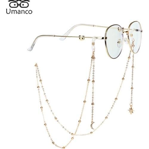 70cm Gold Glasses Chain for Women Elegant Moon Sun Letters Butterfly Pendant Lanyard Anti-slip Hang Neck Eyewear Jewelry Gift