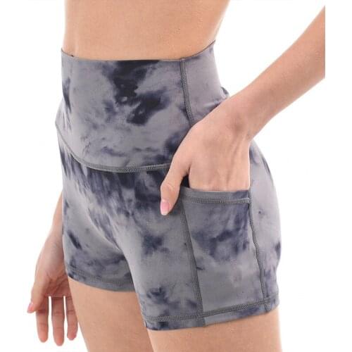 WHOUARE Women Cycling Shorts Fitness Yoga Short Pants Gym Essentials High Waist Hip Lift Tie Dye Women Yoga Sport Shorts