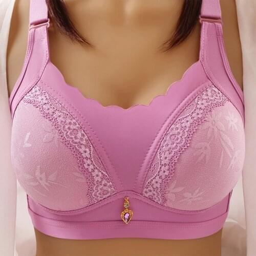 Womens Fashion Bra No Steel Ring Large Size Underwear Thin Bra Comfortable Solid Color Gathered High Quality