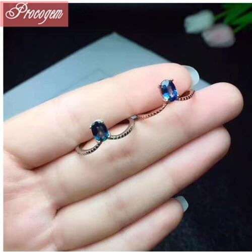 Lovely Crown Natural Sapphire Rings for Women Ladies Gift 4x6mm Genuine Gemstones 925 Sterling silver New fine Jewelry #211