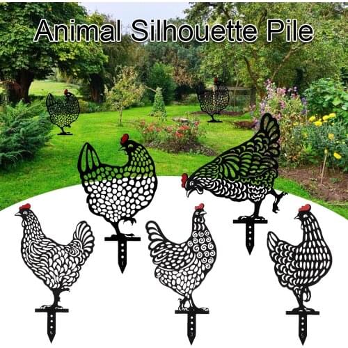 1 Pcs Creative Acrylic Hen/Duck Outdoor Garden Lawn Yard Art Deco Statue Yard Iron Art Backyard Lawn Stakes Garden Ornaments