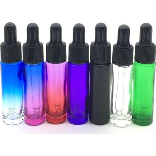 10ml Gradient Colorful Glass Bottle Perfume Pipette Bottles Thick Solid Color Glass Dropper Tubes Essential Oil Vial 20pcs