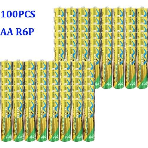 100pcs AA 1.5V LR6 R6P MN1500 Carbon Zinc Dry High Capacity Battery AA primary batteries for Camera Flashlight keyboard 1.5V