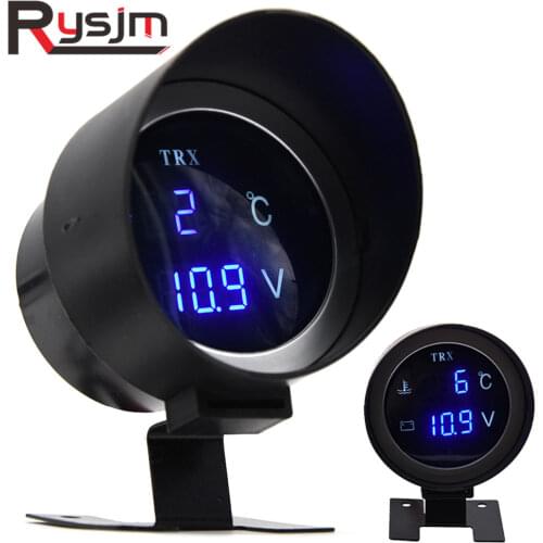 12V/24V 2 in 1 truck Car LCD Digital Water temperature Gauge + Voltmeter Meter + water temp sensor 10mm adapter voltage meter