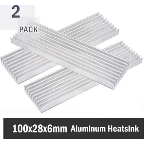 2pcs Gdstime 100*28*6mm Aluminum HeatSink Radiator Heatsink Cooling High Power LED RAM IC Electronic Radiator Heatsinks
