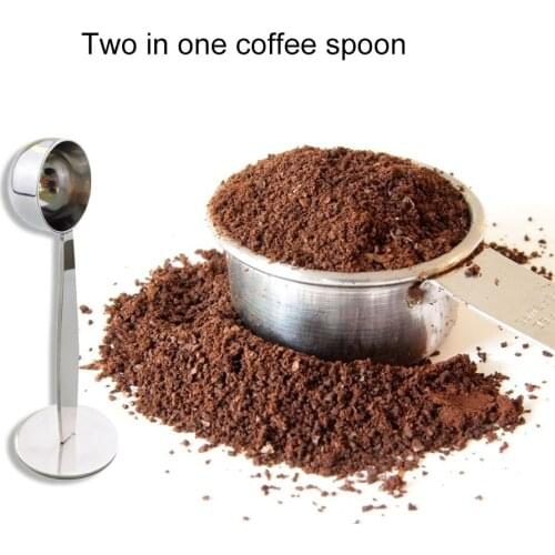 2 in 1 Practical Coffee Tamping Measuring Spoon Stainless Steel Protein Tea Coffee Bean Powder Mashed Measure Scoop