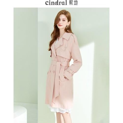 2021 Spring New Pink Windbreaker Womens Mid-length, Small-length, Waist-slimming and Age-reducing Drape Jacket