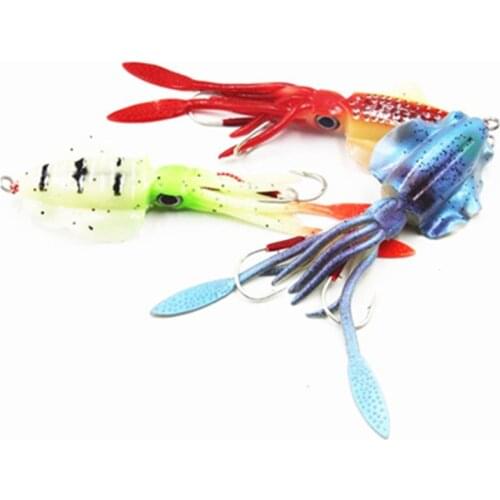 3PCS Glow Fishing Soft Lure Octopus Calamar Pesca 15cm 60g Sea Fishing bait Wobbler Squid Jigs Hooks Fishing Lures Silicone lure