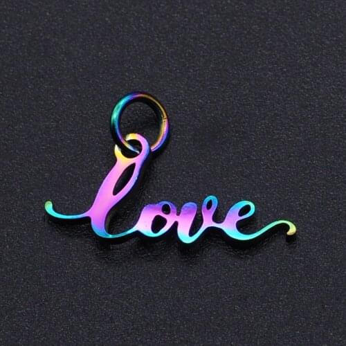 5pcs/lot 100% Stainless Steel Love Word Script Charm Pendant Wholesale Never Tarnish DIY Bracelet Making Charms Top Quality