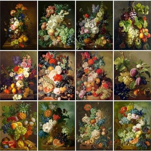 PDMDOG Diamond Painting New Flower Fruit Rhinestones Diamond Embroidery Sale Grape Mosaic Cross Stitch Home Decor