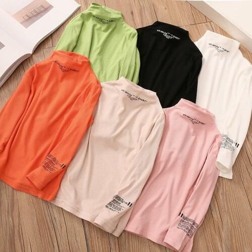 Baby Long Sleeve T Shirt 2021 Spring Autumn Childrens Toddler Teenagers Causal Candy Color Letter Pattern Basic Shirt for Girls