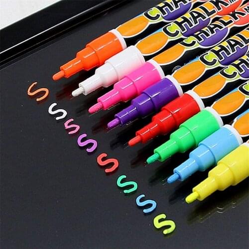 Fineliner Liquid Chalk Markers Erasable Blackboard Professional Set of Pen Office Whiteboard Dust-Free Glass Window POP Advert