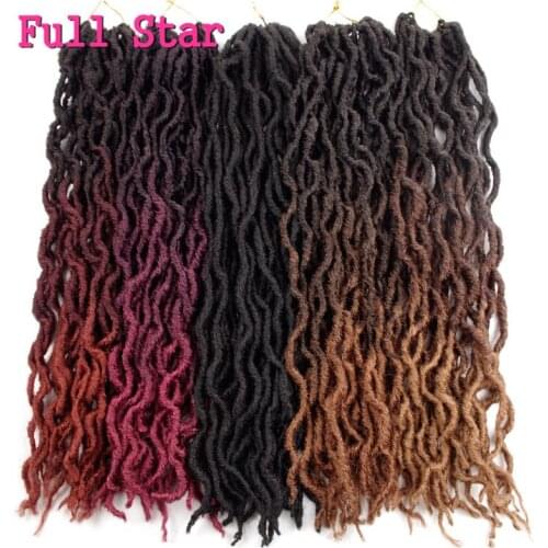 Full Star Faux Locs Bohemian Gypsy 1-9 pcs 18" 24 Roots 100G Synthetic Hair Ombre crotchet braid hair extensions Black Brown