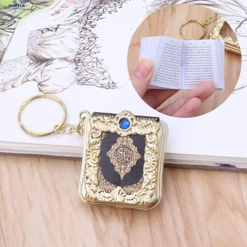 JAVRICK Mini Ark Quran Book Real Paper Can Read Arabic The Koran Keychain Muslim Jewelry