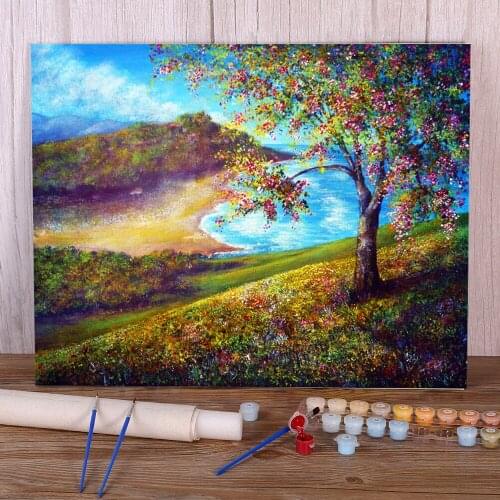 Natural Scenery Beach View Painting By Numbers Package Oil Paints 40*50 Canvas Pictures Decorative Paintings Wholesale