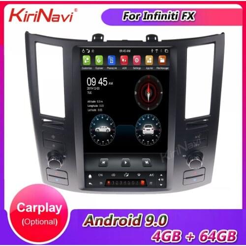 KiriNavi Vertical Screen Tesla 12.1" Android 9.0 Car Radio GPS Navigation For Infiniti FX FX25 FX35 FX37 Car DVD Player stereo