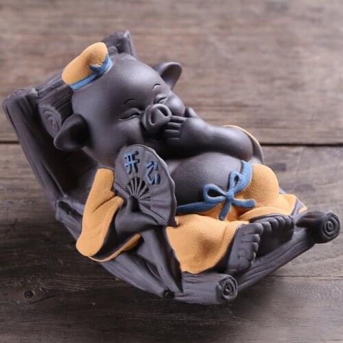 Creative cute purple sand tea pet boutique can raise purple sand tea to play thousands of pigs to rocking piglet home decoration