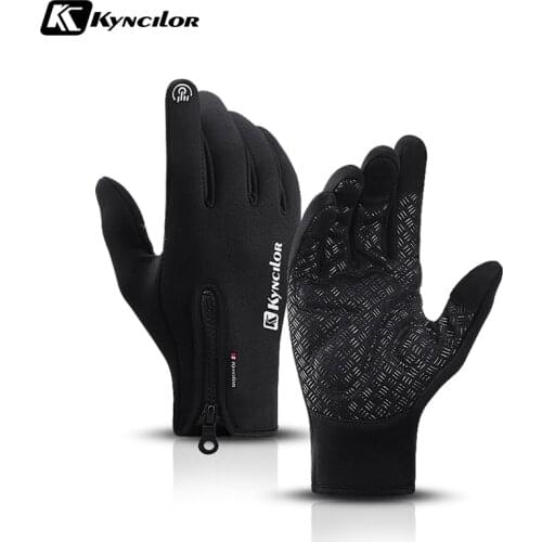 Kyncilor Shockproof Sponge Winter Warm Cycling Bicycle Bike Ski Outdoor Camping Cycling Hiking Gloves Sports Full Finger Black
