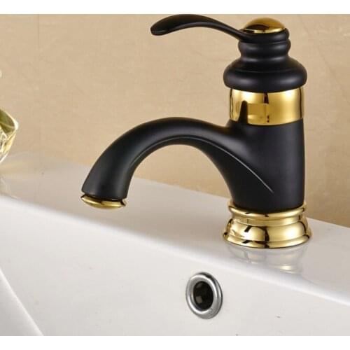 Black Oil Rubbed & Gold Color Brass Single Hole Deck Mounted One Handle Bathroom Vessel Basin Sink Faucet Mixer Taps mnf803