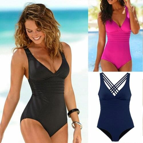 Hot selling solid color sexy back cross strap one-piece swimsuit womens breathable soft quick-drying swimsuit wholesale