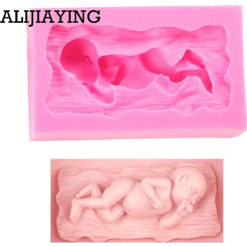 M0441 1Pcs 3D Silicone Molds for Cake Sugar Candy Mold DIY Design Fondant Decorating Tools 3D Sleep baby handmade soap mold