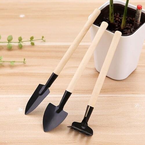 3Pcs/set Mini Spade Shovel Harrow Flowerpot Tools Potted Plants Maintenance Wooden Handle Plant Soil Shovels Garden Gadgets Tool
