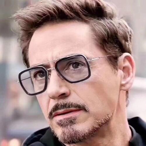 Male Mens Iron Tony Stark Transparent Blue Light Clear Acetate Glasses Women Computer Eyewear Frames Retro Blocking Glasses Men
