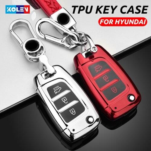 Soft TPU Car Remote Key Case Cover Holder For Hyundai Solaris 2 Elantra Kona I30 I35 I40 Tucson Accent Santa Fe 2015-2018 Shell