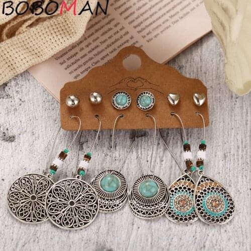 Vintage Big Round Multicolor Beaded Earrings Set for Woman Ethnic Boho Tassel Feather Long Dreamcatcher Drop Earrings Jewelry