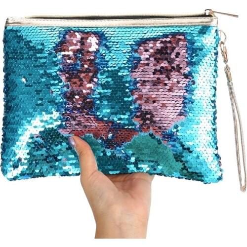 New 24*17.5cm ladys cosmetic bag toiletry organizer sequins refreshing bling bling makeup pouch travel kit purse Makeup Bags
