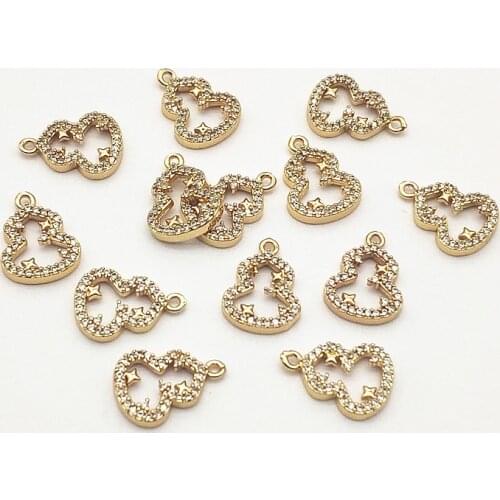 New Arrival! 15x11mm 50pcs Cubic Zirconia Gourd Charm for Handmade Necklace/Earring DIY Parts,Jewelry Accessories Findings