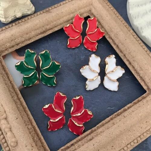 New Drip-glazed Flower Earrings Petal Retro Brincos Femme Office Ethnic