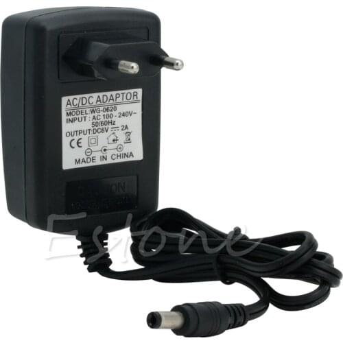 New Converter 100-240V to DC 6V 2A Power Supply Adapter Charger EU Plug Black