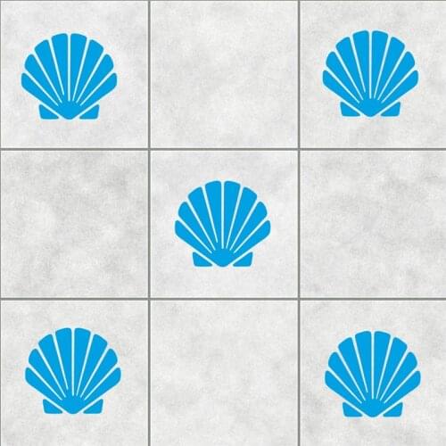 SHELL CLAM Shells Tile Stickers Bathroom Wall Art Decor Decal Kitchen Wall Sticker Vinyl Decal Choose Size/Color