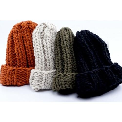 Autumn Winter Warm Women Braided Crochet Wool Knitted Beanie Beret Ski Ball Cap Baggy Solid Hat Skullies