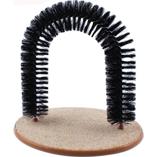 PAWFECT New Arrival Good Arch Pet Cat Self Groomer With Round Fleece Base Cat Toy Brush Toys For Pets Scratching Devices