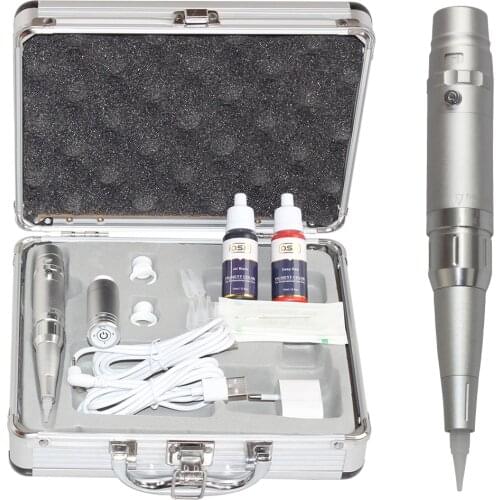 Permanent Makeup Eyebrow Lips Eyeliner Machine Import Motor Wireless Battery Tattoo Machine Ink Kit 35000R with Carrying Box