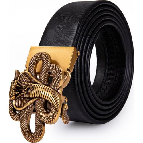 Men Belt Automatic Buckle Real Cowhide Belt Tiger Slide Ratchet Buckle Animal Waist Belt for Jeans Khaki Pant 150 cm Barry.Wang