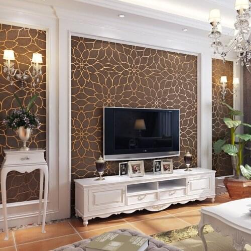 Beibehang Wallpaper roll Simple 3D faux suede velvet lotus wallpaper premium flocking bedroom papier peint mural 3d papel mural