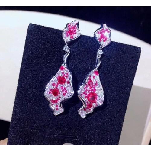 Leaf earring long drop earring 925 sterling silver with cubic zircon fine women jewelry for party free shipping