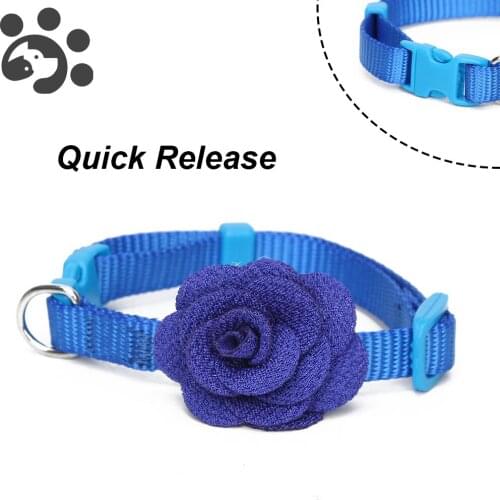 Blue Cat Collar for Small Dogs Kitten Breakaway Adjustable Pet Collars Cute Flower Necklace Red Collar Chihuahua MP0033