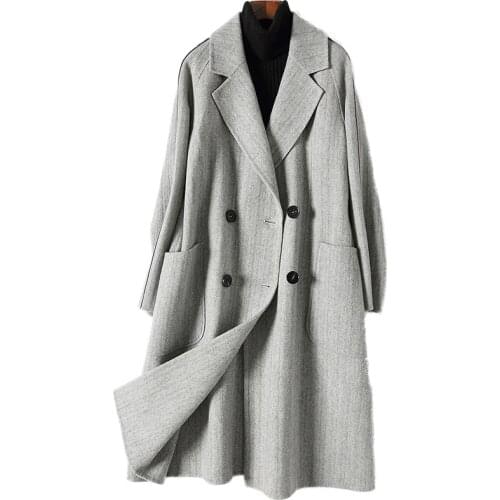 Casaco Feminino New Women Autumn Winter Double Breasted Wool Maxi Long Coat Female Outerwear Manteau Femme LX1985