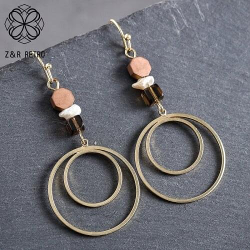 Ethnic Drop Earrings with Stone Bead Costume Jewelry for Women Aesthetic Suspension Pendant Pendientes Vintage Accessories 2021