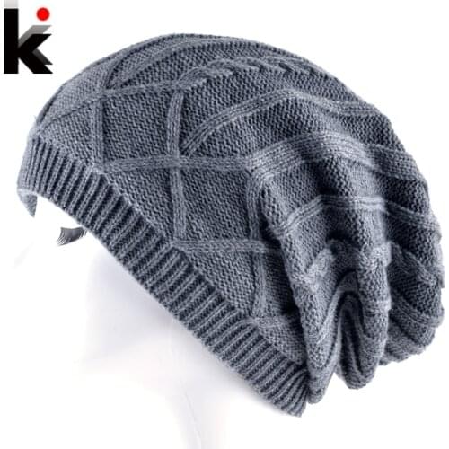 Winter Knitted Beanie Hats For Men And Women Add Velvet Double Layer Warm Knit Beanies Cap Unisex Casual Skullies Touca Bonnet