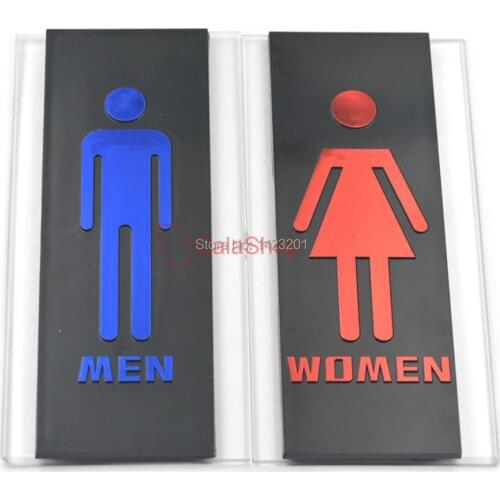 1 Pcs / Lot 232mmx110mm Wall Stickers Toilet Door Sign Restroom Acrylic Men Women Washroom Modern Signage Plaque