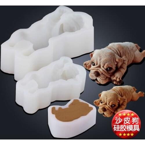 Large Size 1pcs Cute Dog Silicone Mold Mousse Cake 3D Shar Pei Mould For Baking DIY Ice cream Jello Pudding tools